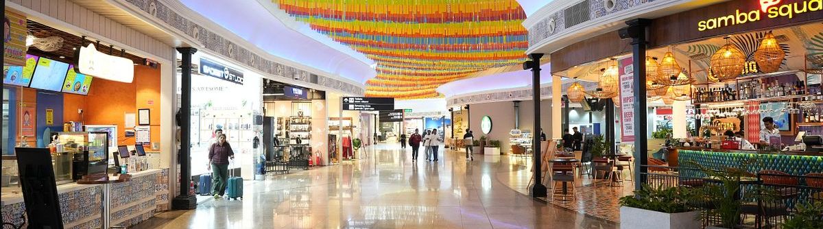 The retail and dining concourse at Manohar International Airport